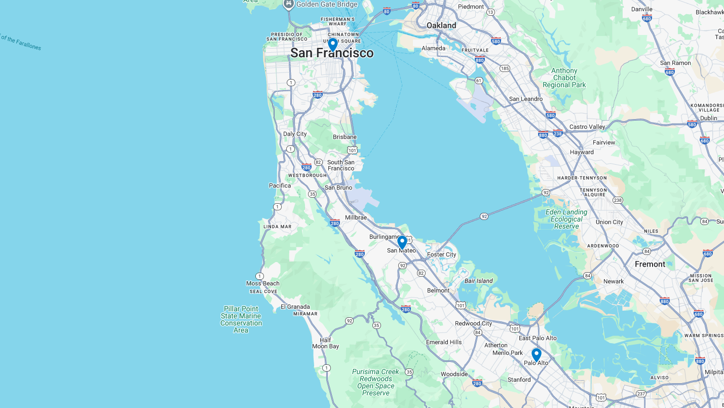 Service areas in the San Francisco Bay Area